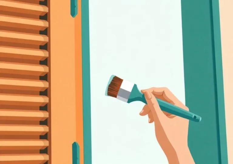 Mise en peinture au pinceau de volets et d'encadrements en bois
