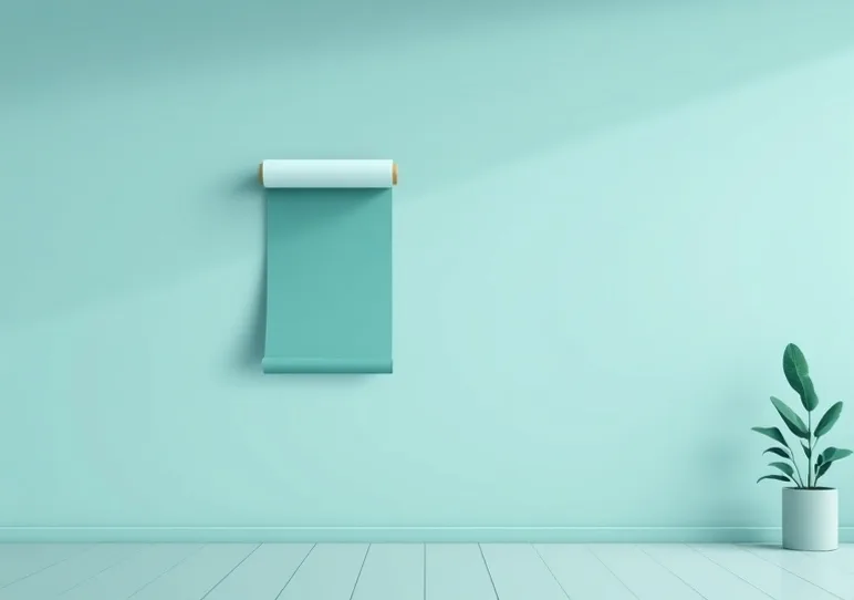Pose de papier peint, rouleau et brosse à maroufler